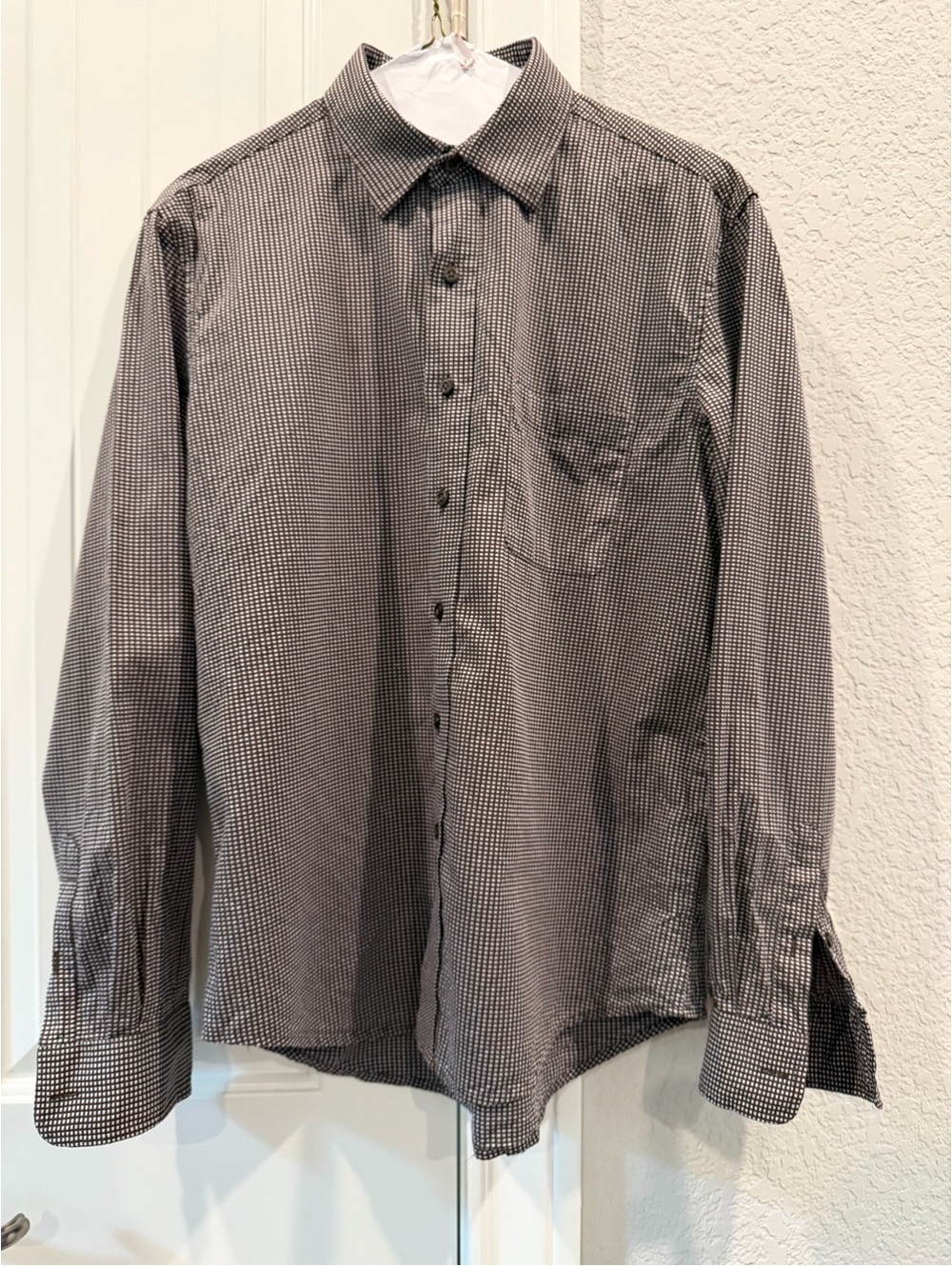 Jasso Ella Men's Medium Brown Checkered Cotton Dress Shirt